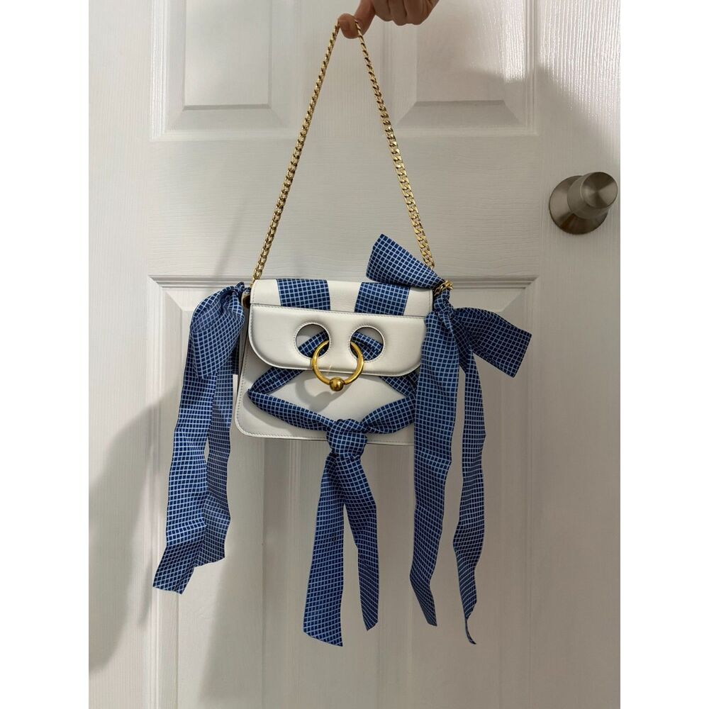 JW Anderson Pierce Blue Ribbon White Leather Crossbody Bag - Excellent Condition